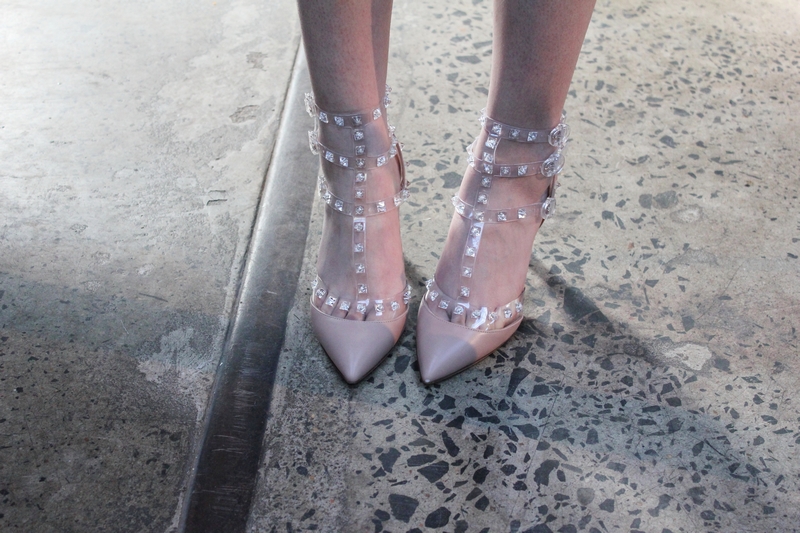 valentino crystal rockstud heels shoes streetstyle fashion blog mademoiselle MBFWA