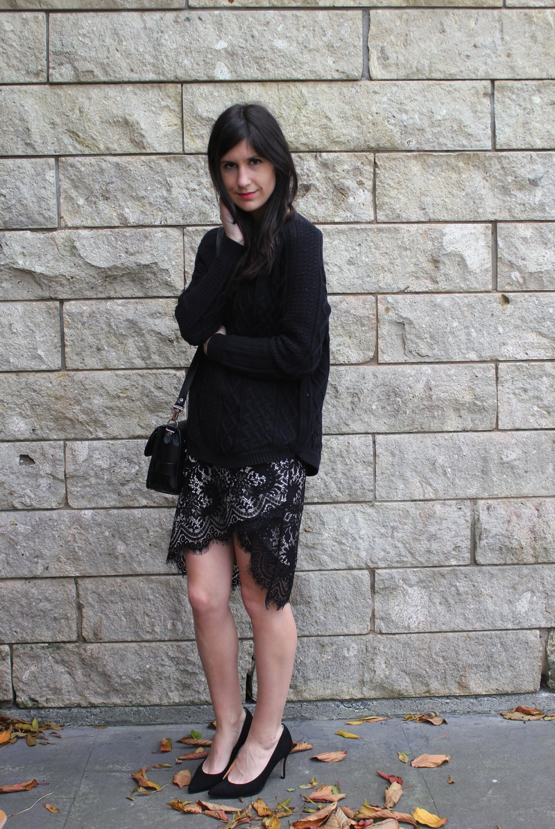 witchery cable knit lover sara lace skirt PS11 wellington