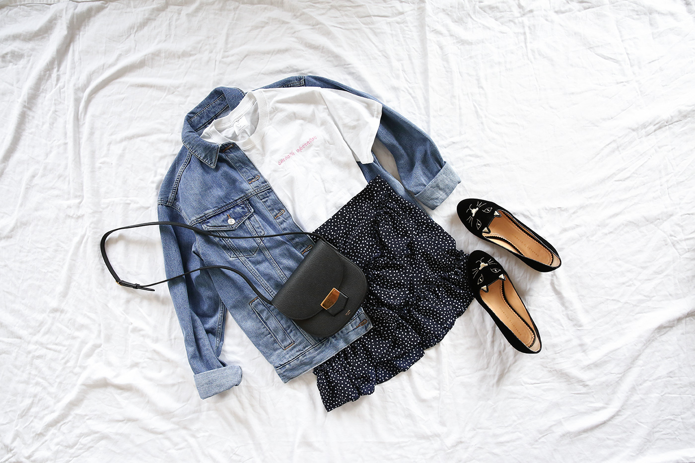 Slogan tee and an Oversized Denim Jacket - Mademoiselle | Minimal Style ...