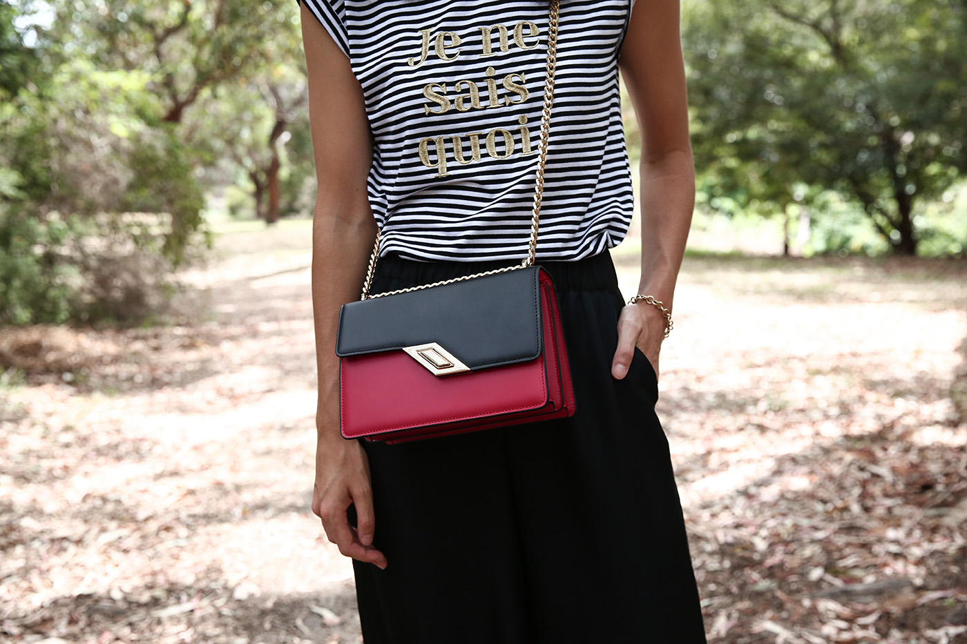 minimal outfit stripes silk culottes