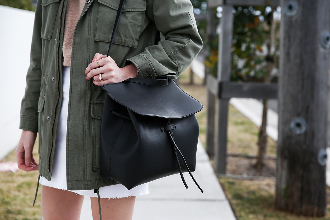 OOTD: Wearing Quince leather shirt w/ white midi skirt - Mademoiselle