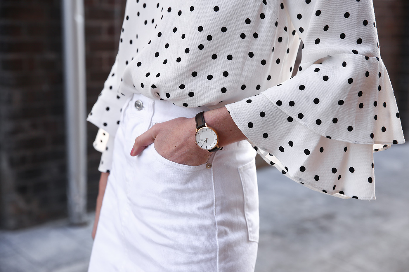 minimal polka dot outfit linjer tote bag review