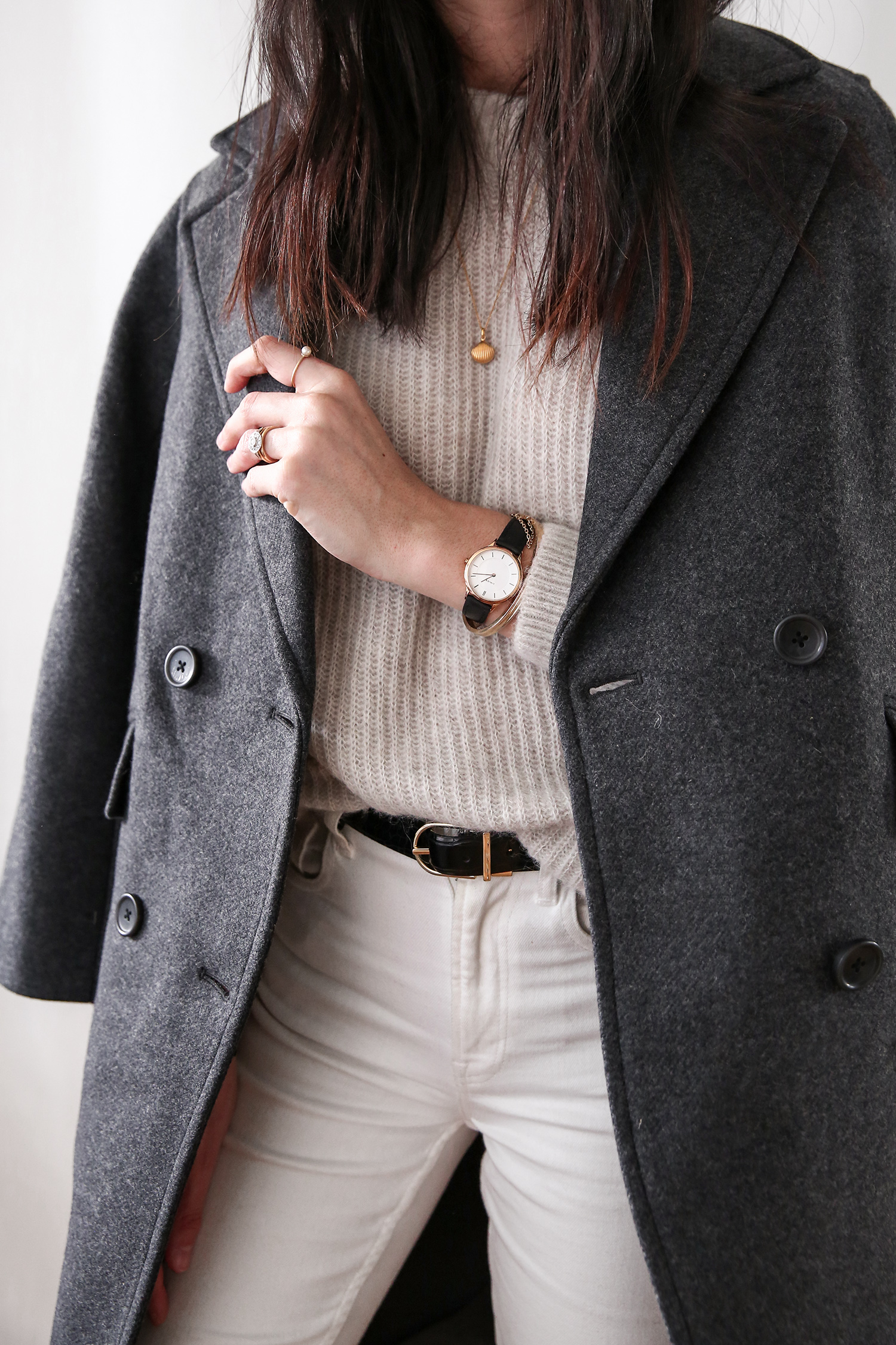 Jamie Lee of Mademoiselle wearing the Everlane alpaca crew sweater