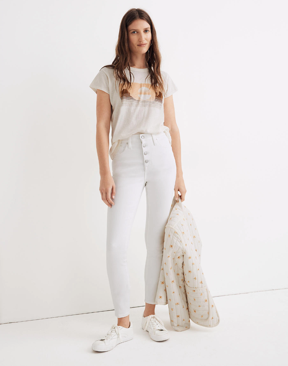 Madewell 10 inch high rise skinny crop jeans in white