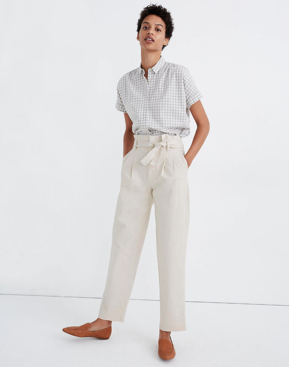 Madewell herringbone paperbag pants