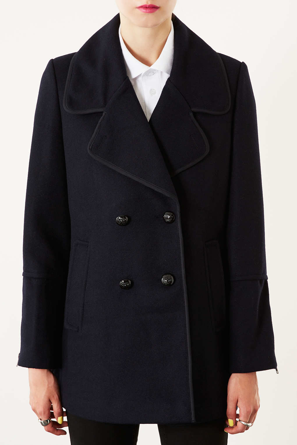 topshop navy pea coat