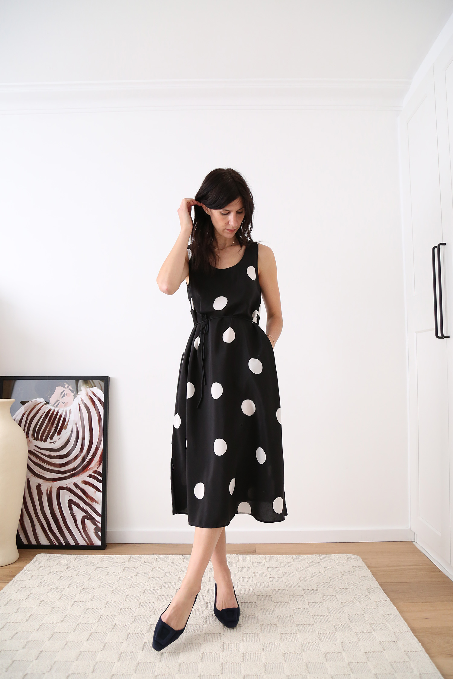 Goelia 16 Momme Mulberry Silk Polka Dots Printed Midi Dress