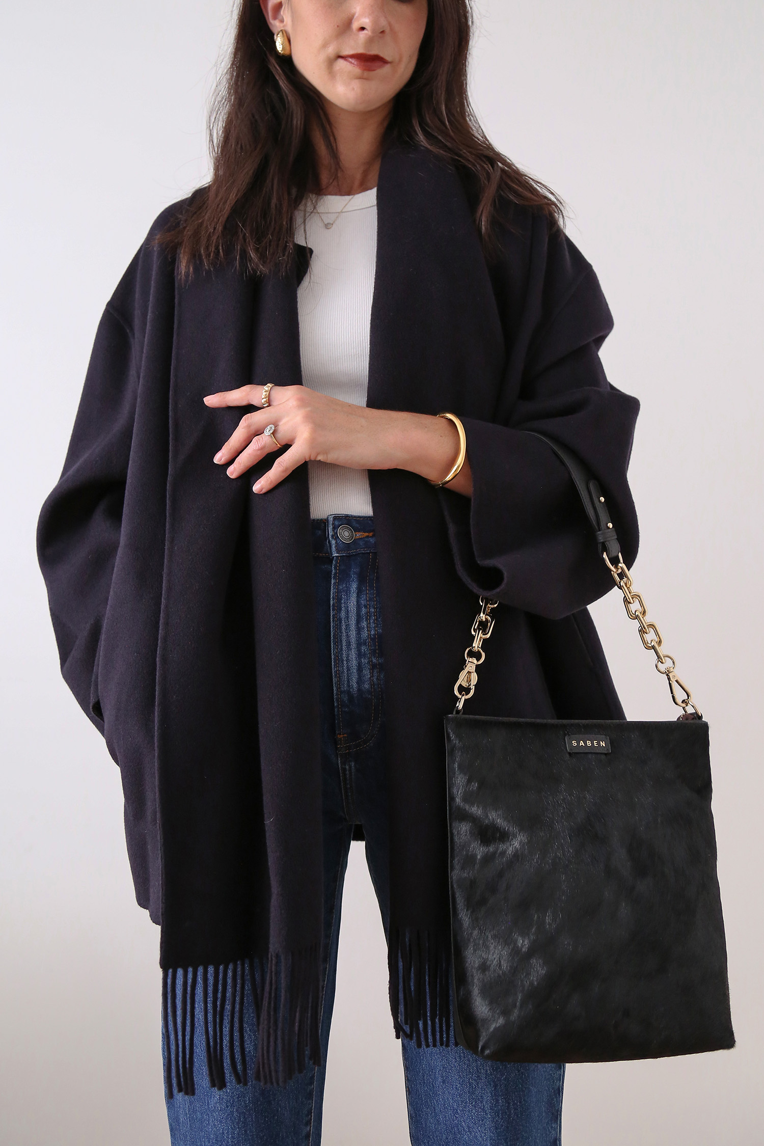 COS navy wool scarf coat