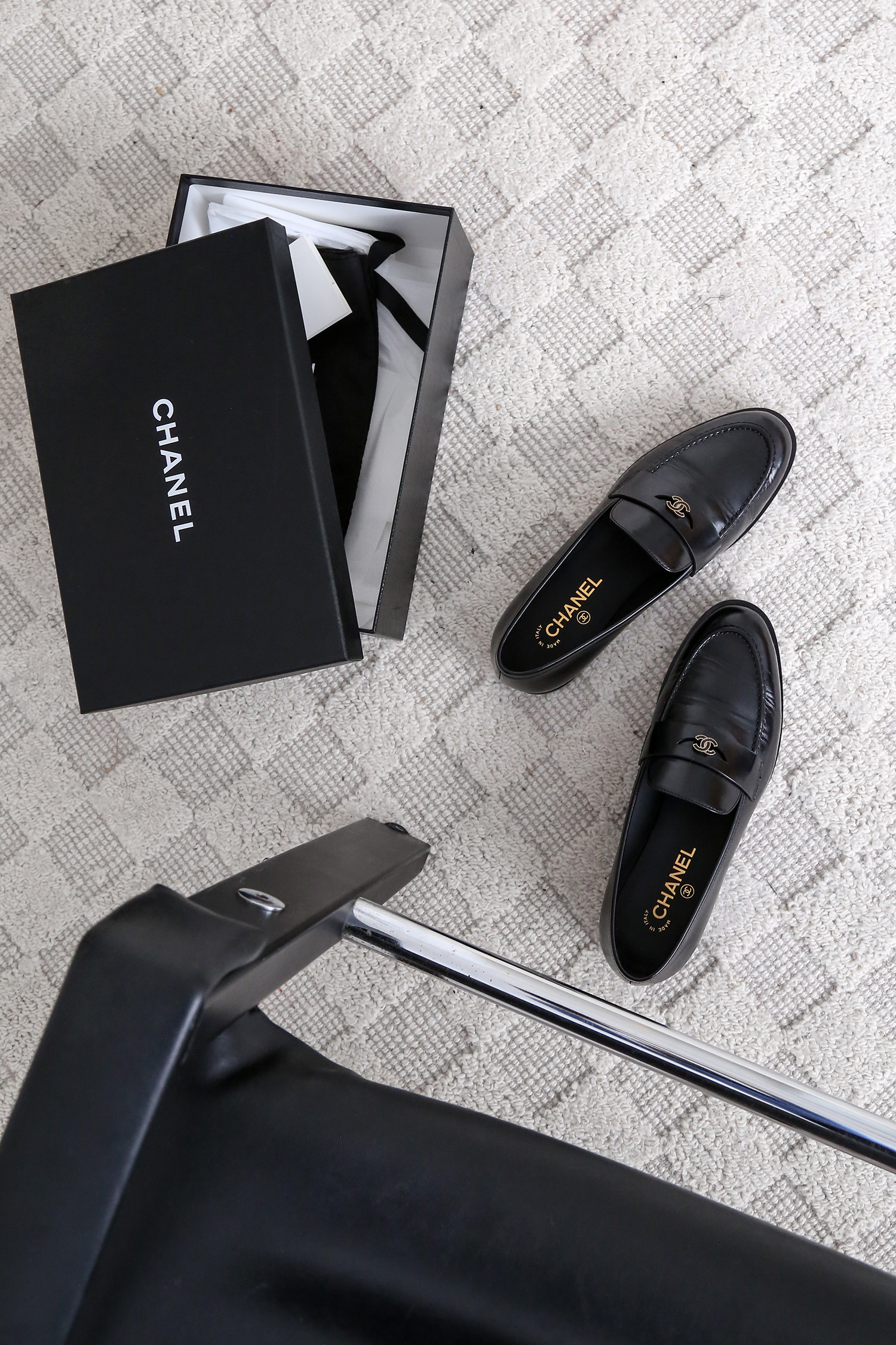 Chanel black timeless loafers classic style