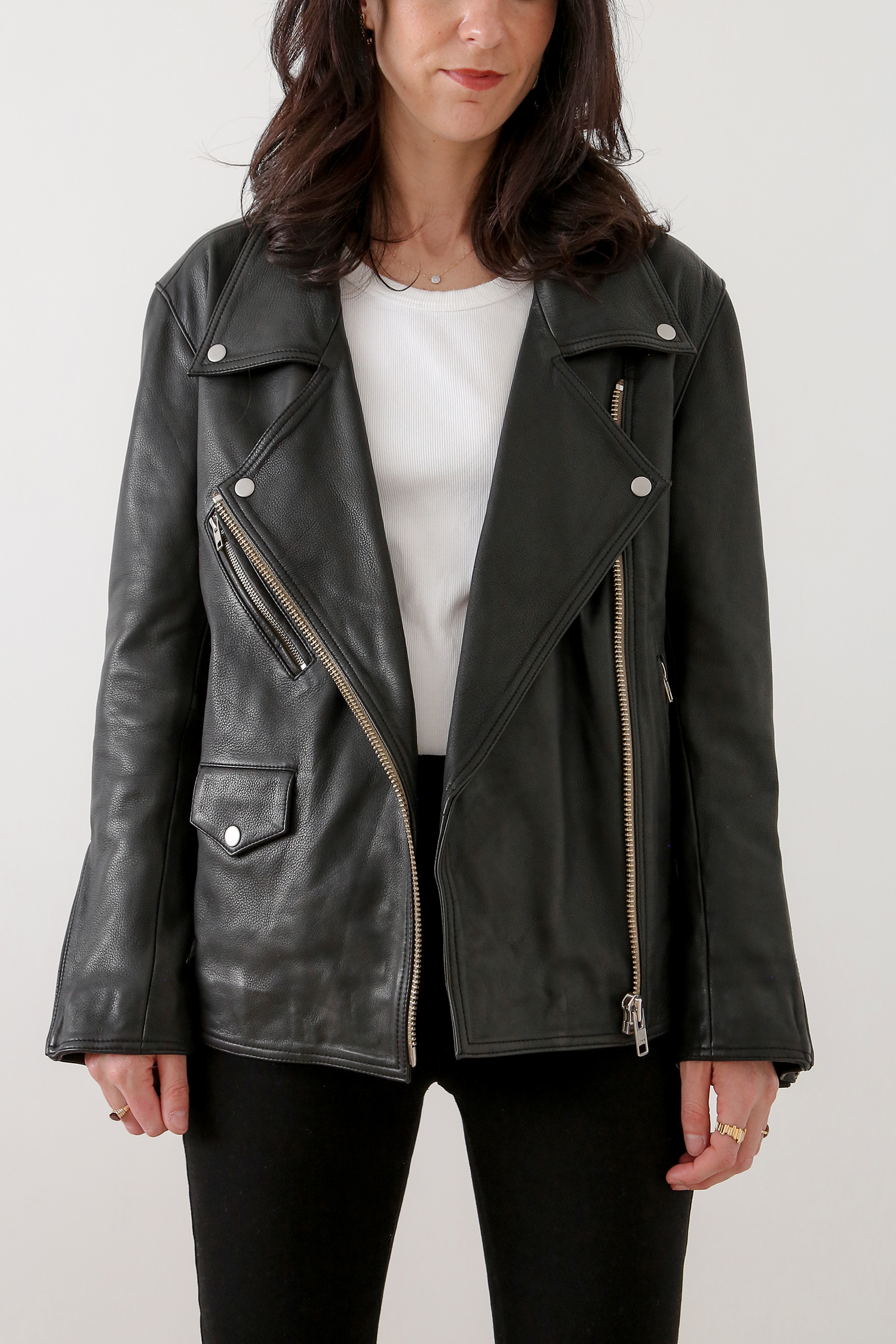 Quince 100% leather oversized biker jacket review