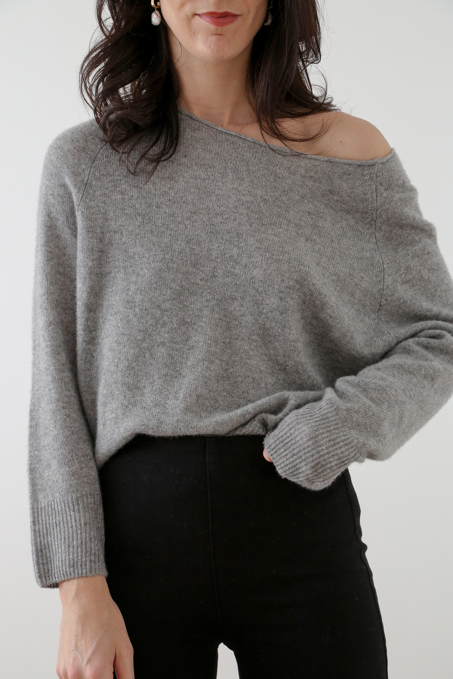 off shoulder cashmere knit