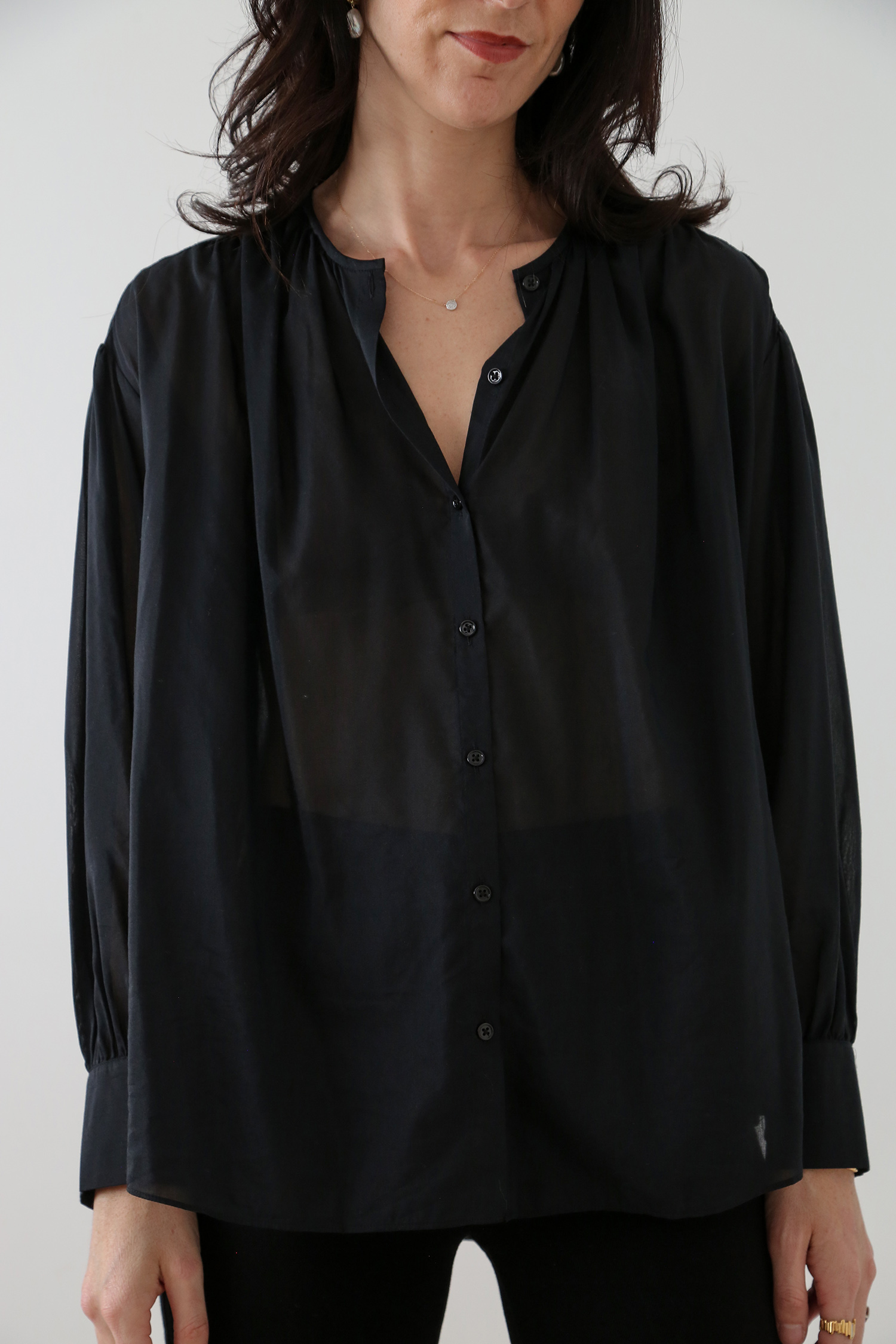 Quince cotton-silk voile blouson blouse review