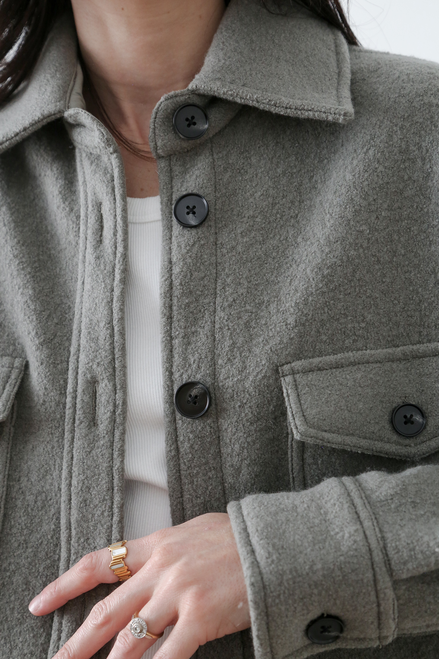 Merino Wool Shirt Jacket Details