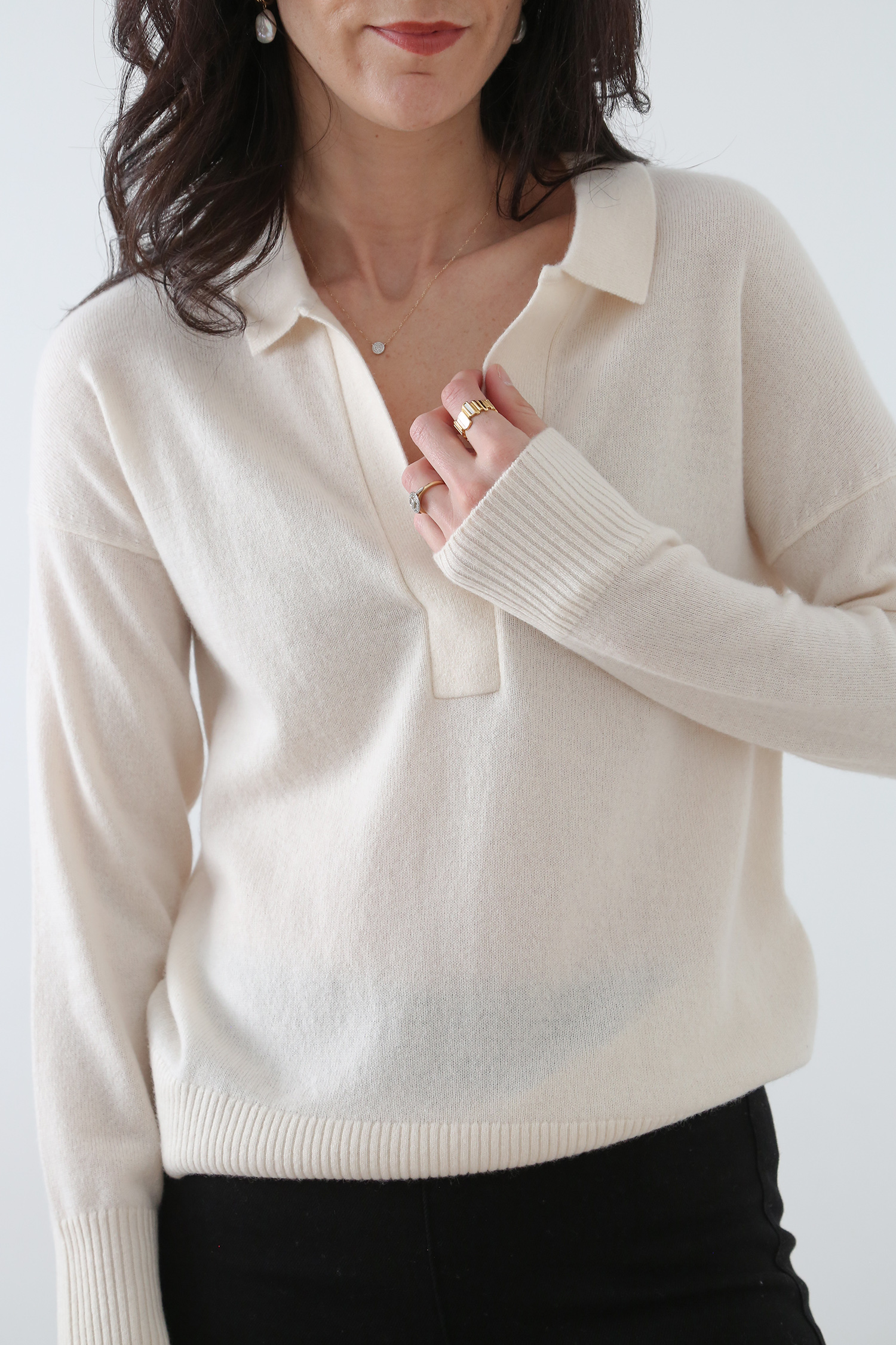 Mongolian Cashmere Polo Sweater