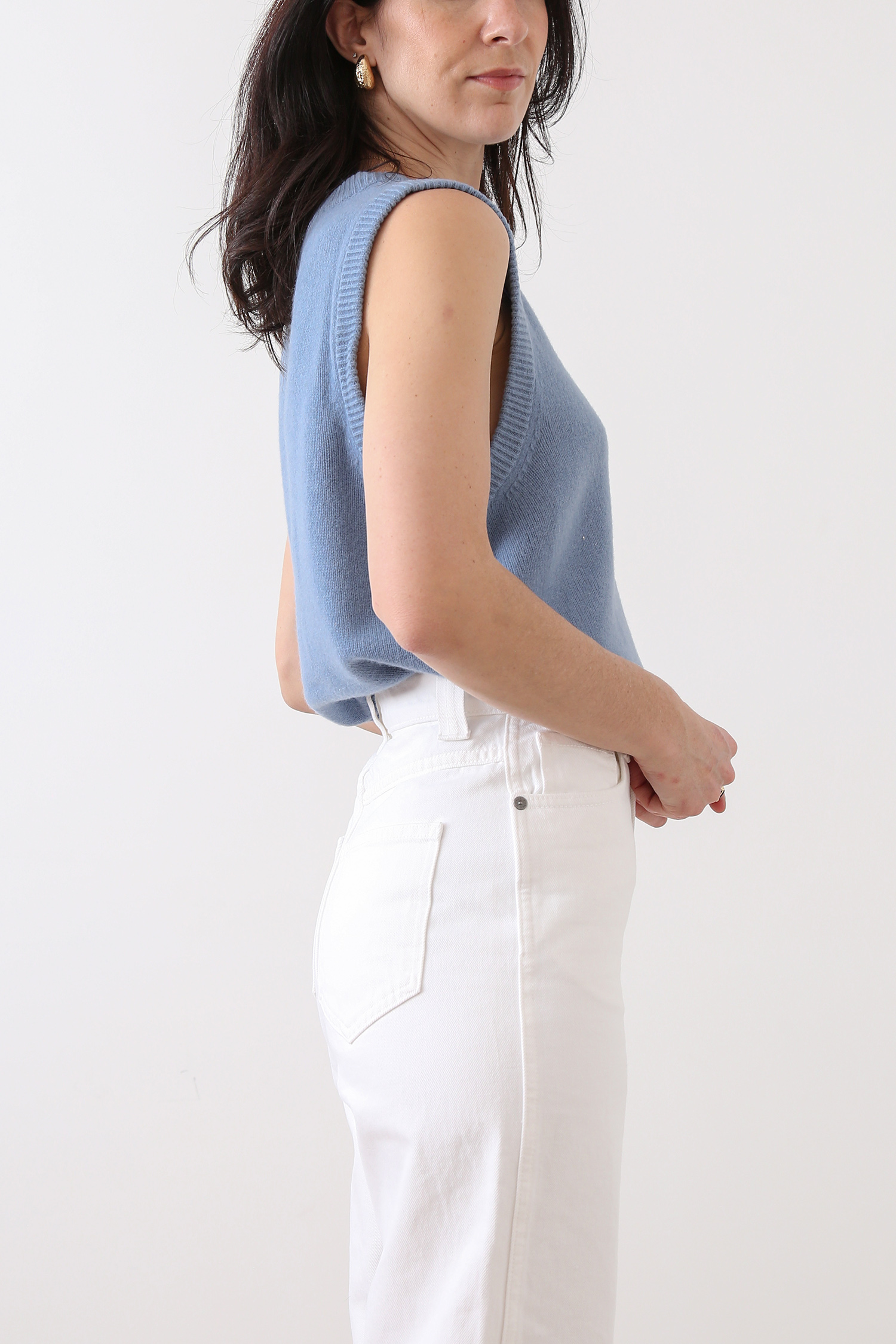 Powder blue sleeveless knit vest