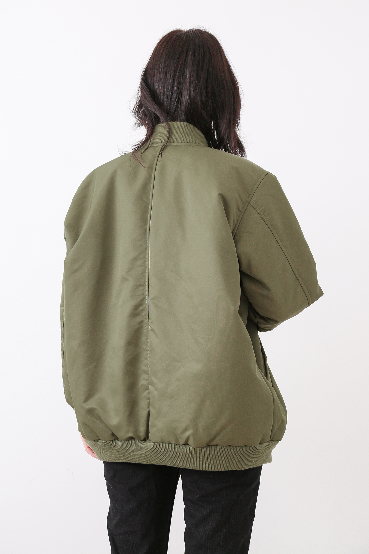 khaki bomber jacket longline style