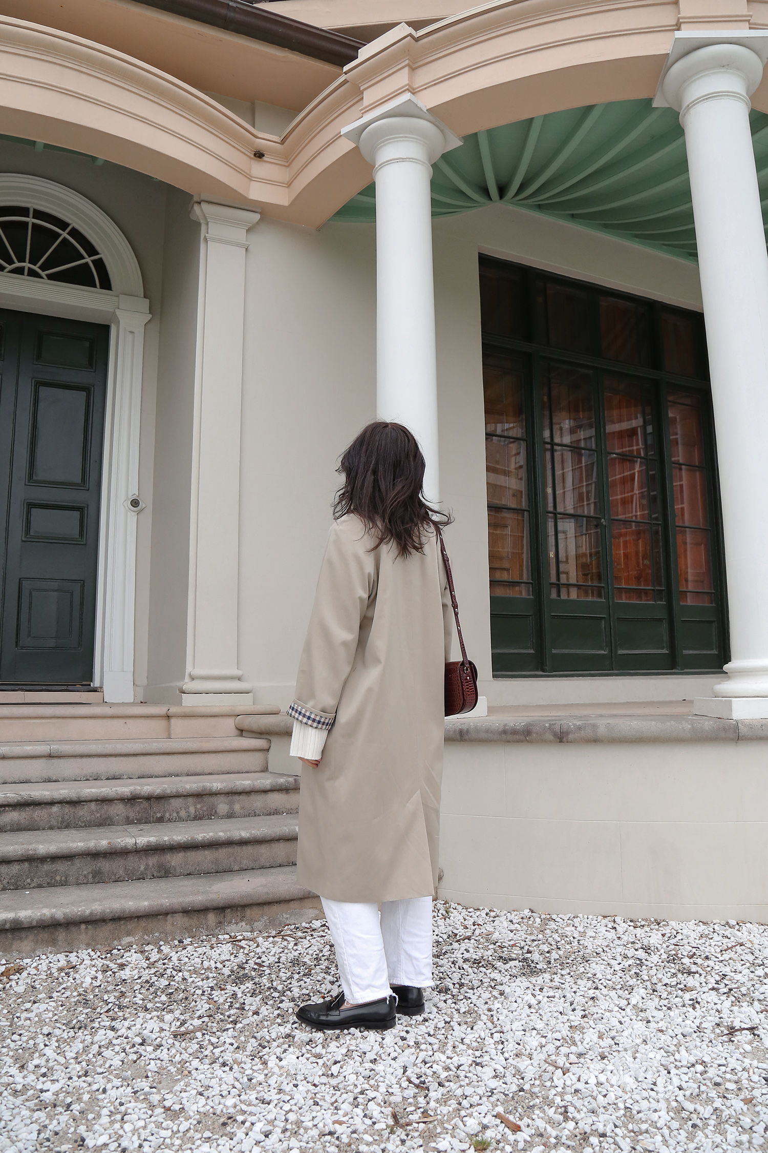 Back detail view of the Sezane Clyde trench