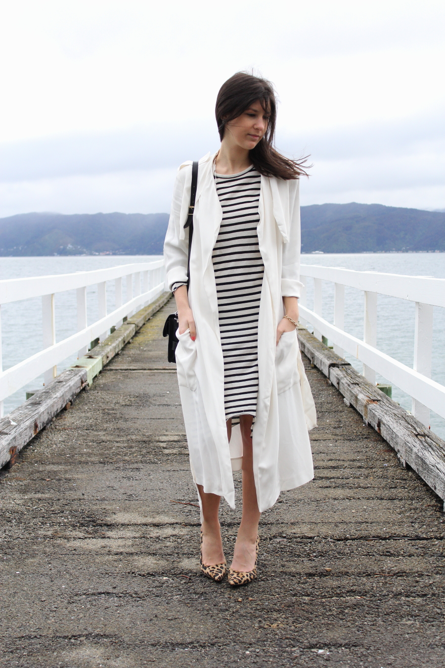 zara flowing trench bassike stripe dress