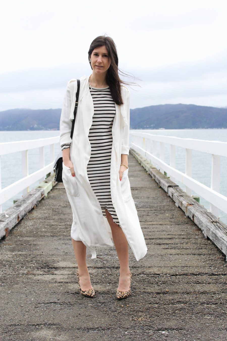 zara flowing trench bassike stripe dress