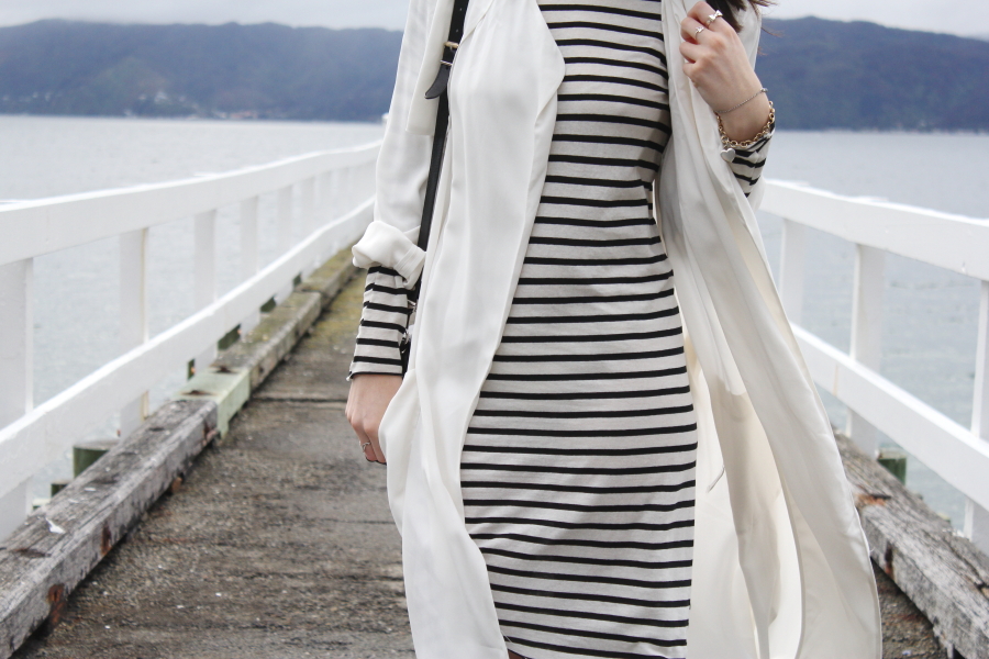 zara flowing trench bassike stripe dress