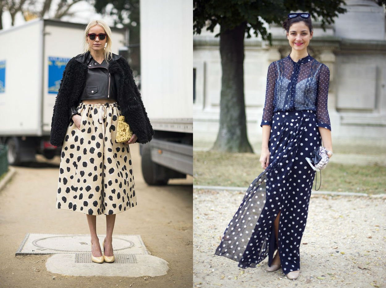 winter wardrobe street style polka dots