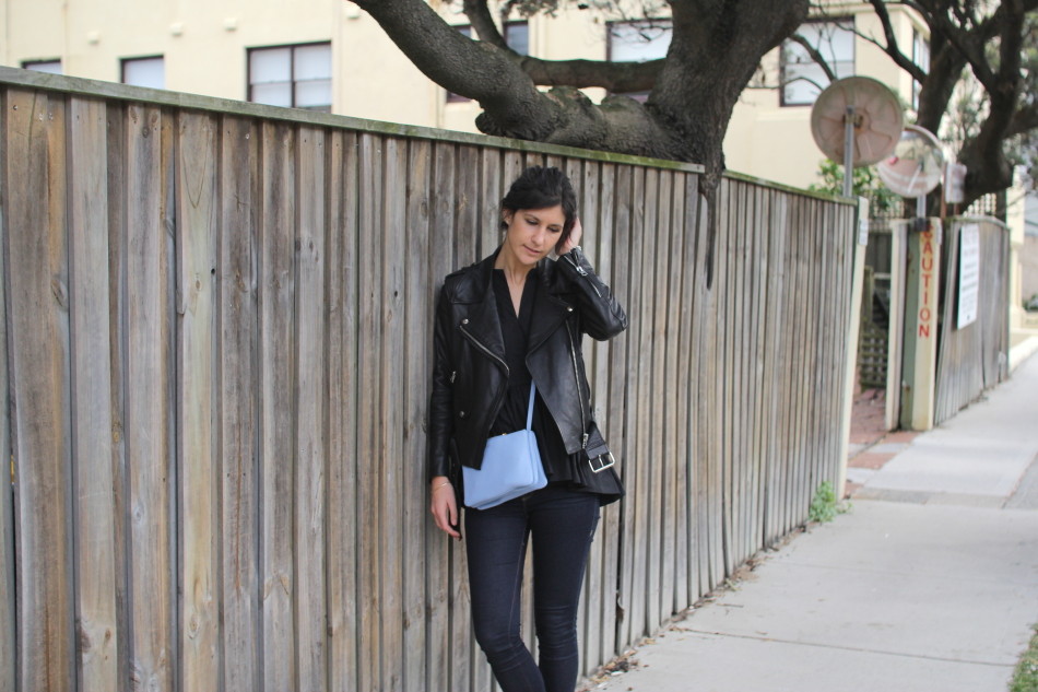 acne mape leather jacket celine trio