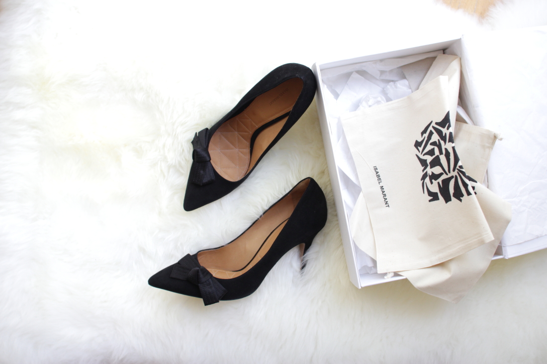 isabel marant black suede poppy ribbon heels shoes