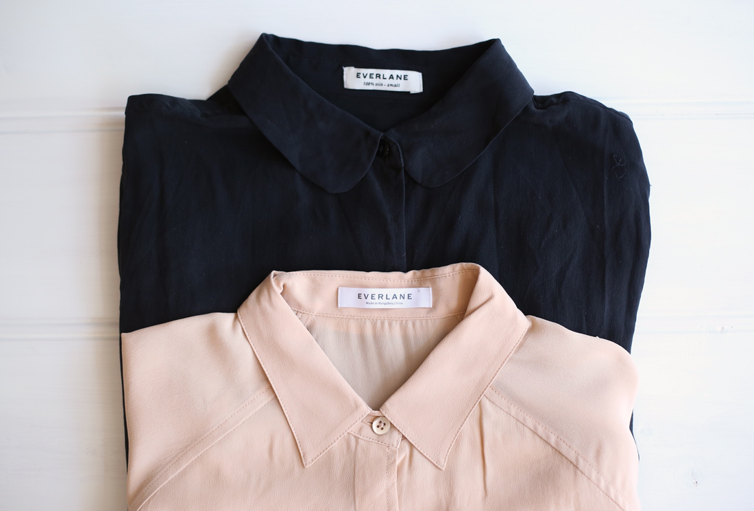 everlane silk blouse tank boyfriend sweater