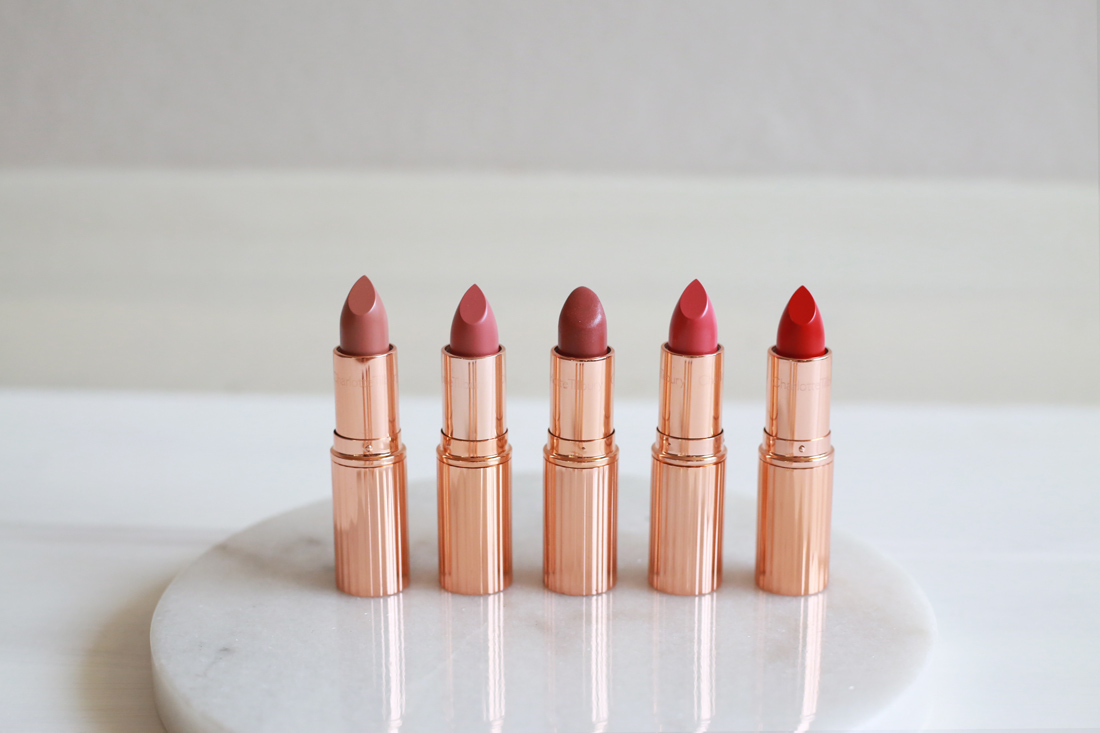 charlotte tilbury kissing lipstick penelope pink bitch perfect stoned rose coachella coral love bite shades swatches