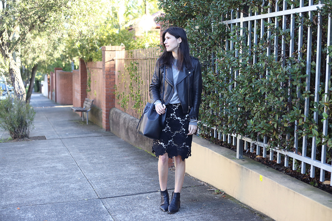 acne studios mape leather jacket jensen boots lover 3d lace skirt