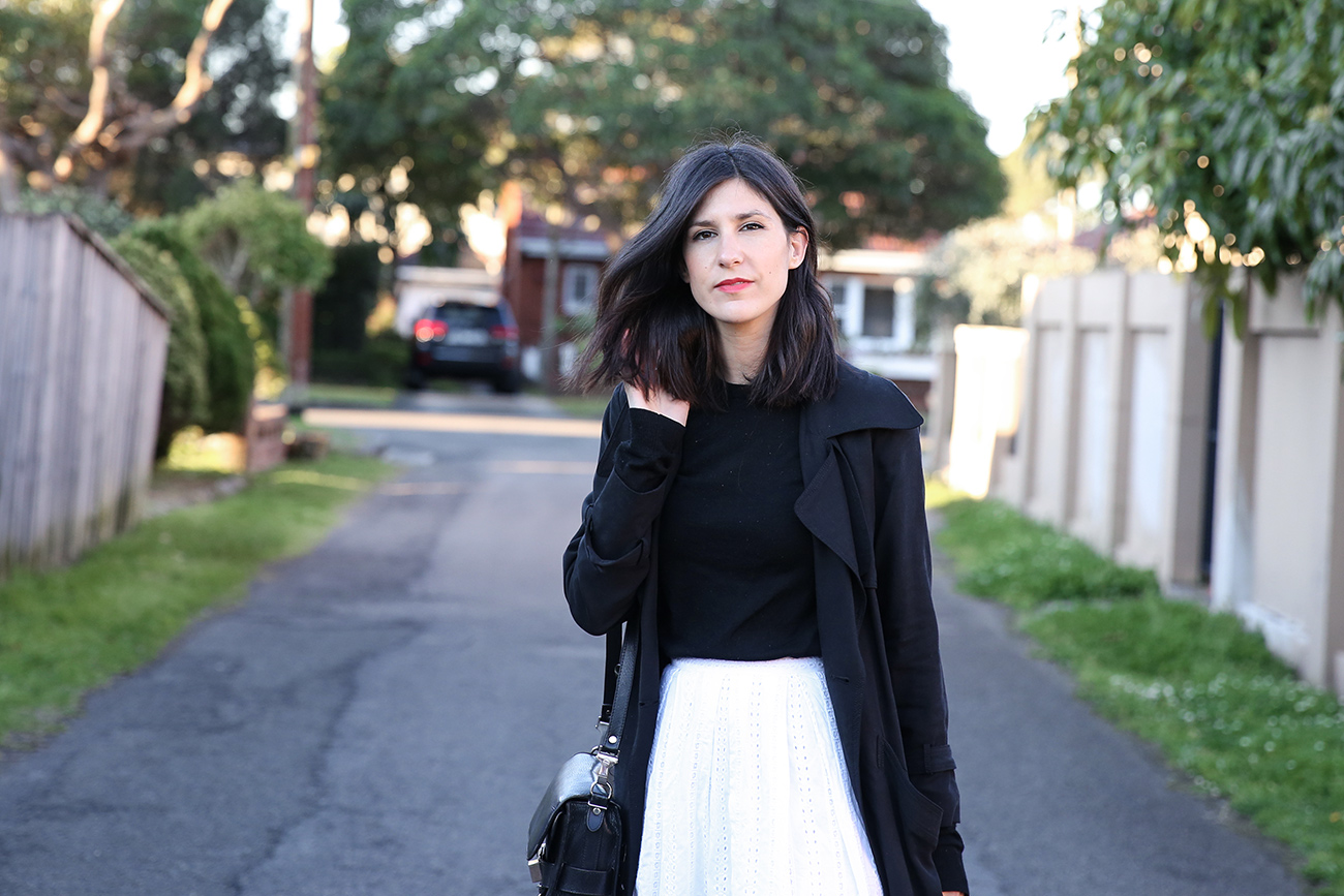 minimal black and white outfit