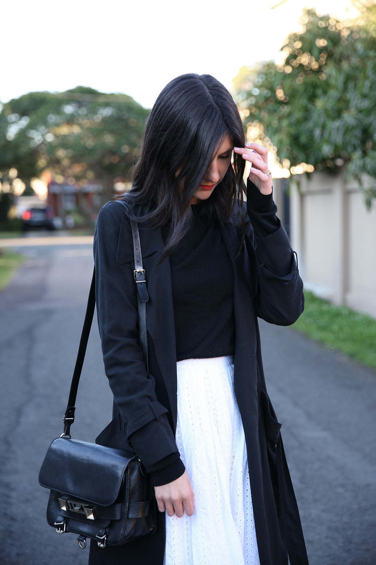 minimal black and white outfit