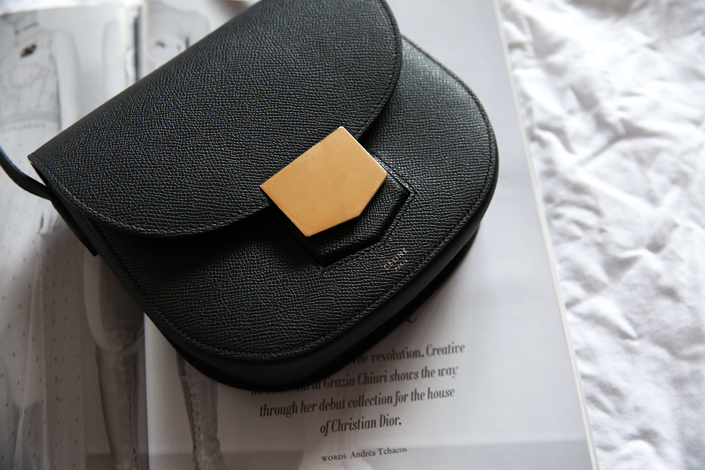 celine trotteur bag black leather minimal